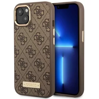   Guess GUHMP14MU4GPRW iPhone 14 Plus 6.7 "a hátlap, tok 4G Logo Plate MagSafe, barna