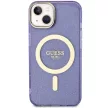 Guess Glitter Gold MagSafe hátlap, tok iPhone 14, lila