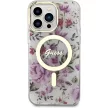 Guess GUHMP14XHCFWST iPhone 14 Pro Max 6.7" hátlap, tok Flower MagSafe, átlátszó