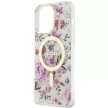 Guess GUHMP14XHCFWST iPhone 14 Pro Max 6.7" hátlap, tok Flower MagSafe, átlátszó