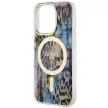 Guess GUHMP14XHLEOPWB iPhone 14 Pro Max 6.7" hátlap, tok Leopard MagSafe, kék