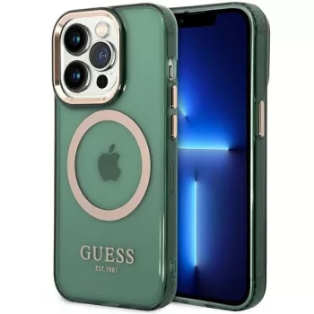   Guess GUHMP14XHTCMA iPhone 14 Pro Max 6.7" hátlap, tok Gold Outline Translucent MagSafe, zöld