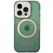 Guess GUHMP14XHTCMA iPhone 14 Pro Max 6.7" hátlap, tok Gold Outline Translucent MagSafe, zöld