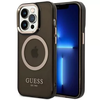   Guess GUHMP14XHTCMK iPhone 14 Pro Max 6.7" hátlap, tok Gold Outline Translucent MagSafe, fekete