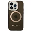 Guess GUHMP14XHTCMK iPhone 14 Pro Max 6.7" hátlap, tok Gold Outline Translucent MagSafe, fekete