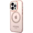 Guess GUHMP14XHTCMP iPhone 14 Pro Max 6.7" hátlap, tok Gold Outline Translucent MagSafe, rózsaszín