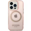 Guess GUHMP14XHTCMP iPhone 14 Pro Max 6.7" hátlap, tok Gold Outline Translucent MagSafe, rózsaszín