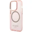Guess GUHMP14XHTCMP iPhone 14 Pro Max 6.7" hátlap, tok Gold Outline Translucent MagSafe, rózsaszín
