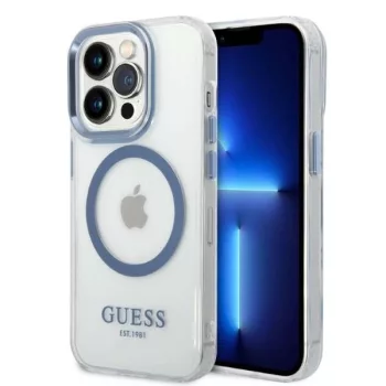   Guess GUHMP14XHTRMB iPhone 14 Pro Max 6.7" hátlap, tok Metal Outline Magsafe, kék
