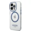 Guess GUHMP14XHTRMB iPhone 14 Pro Max 6.7" hátlap, tok Metal Outline Magsafe, kék