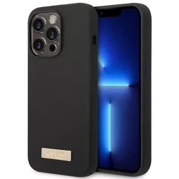  Guess GUHMP14XSBPLK iPhone 14 Pro Max 6.7" hátlap, tok Silicone Logo Plate MagSafe, fekete