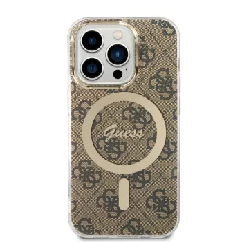   Guess hátlap, tok iPhone 15 Pro 6,1" GUHMP15LH4STW HC MAGSAFE IML 4G, barna