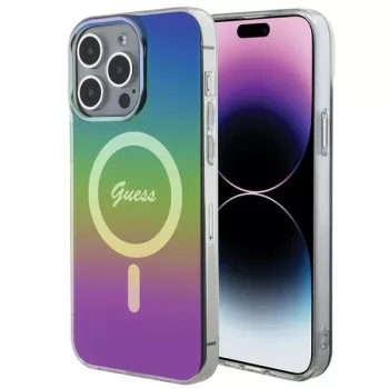   Guess IML Iridescent MagSafe hátlap, tok iPhone 15 Pro, fekete