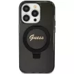 Guess Ring Stand Script Glitter MagSafe hátlap, tok iPhone 15 Pro, fekete