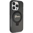 Guess Ring Stand Script Glitter MagSafe hátlap, tok iPhone 15 Pro, fekete
