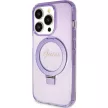 Guess Ring Stand Script Glitter MagSafe hátlap, tok iPhone 15 Pro, lila
