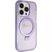Guess Ring Stand Script Glitter MagSafe hátlap, tok iPhone 15 Pro, lila