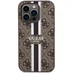 Guess 4G Printed Stripes MagSafe hátlap, tok iPhone 15 Pro, barna