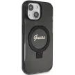 Guess Ring Stand Script Glitter MagSafe hátlap, tok iPhone 15 Plus/14 Plus, fekete