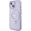 Guess Ring Stand Script Glitter MagSafe hátlap, tok iPhone 15 Plus/14 Plus, lila