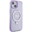 Guess Ring Stand Script Glitter MagSafe hátlap, tok iPhone 15 Plus/14 Plus, lila