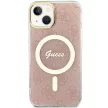Guess GUHMP15SH4STP IML 4G MagSafe iPhone 15 6.1" różowy /, hátlap, tok, rózsaszín