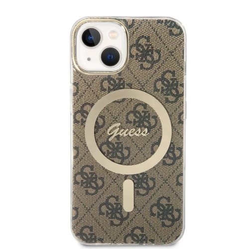 Guess hátlap, tok iPhone 15 6,1" GUHMP15SH4STW, HC MAGSAFE IML 4G, barna