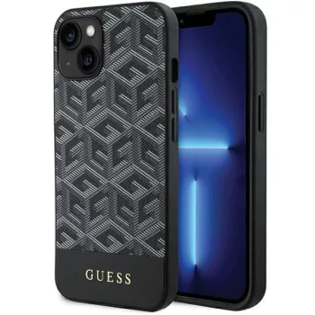   Guess GUHMP15SHGCFFSEK iPhone 13/14/15 6.1", hátlap, tok, fekete GCube csíkos MagSafe iPhone 15/14/13