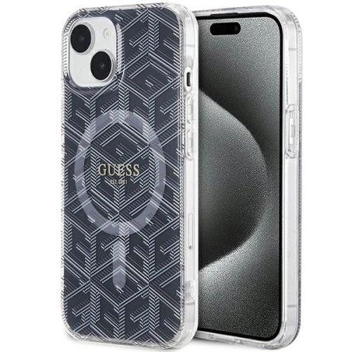 Guess IML GCube MagSafe hátlap, tok iPhone 15/14/13, fekete