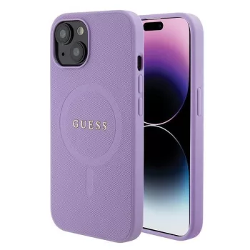  Guess iPhone 15 Saffiano MagSafe (GUHMP15SPSAHMCU) MagSafe hátlap, tok, lila