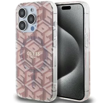   Guess IML GCube MagSafe hátlap, tok iPhone 15 Pro Max, rózsaszín