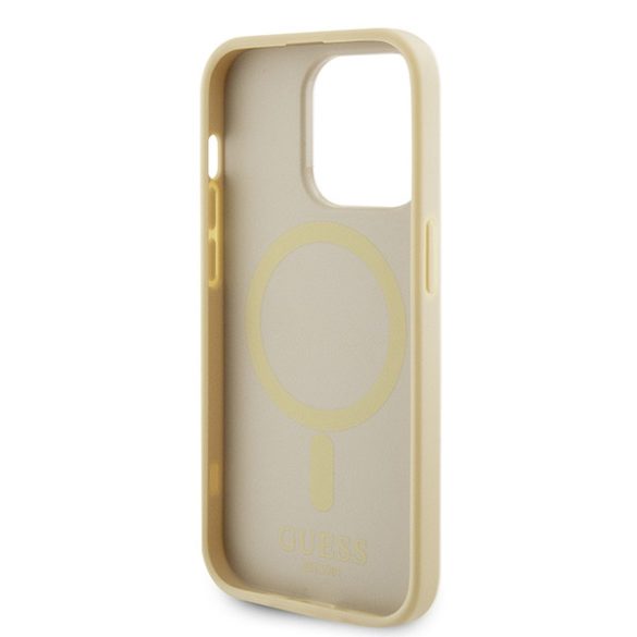 Guess iPhone 15 Pro Max Saffiano MagSafe (GUHMP15XPSAHMCB) magsafe kompatibilis hátlap, tok, arany