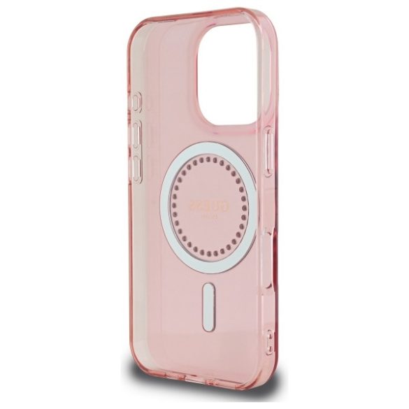 Guess iPhone 16 Pro Magsafe IML Rhinestones (GUHMP16LPFTDTEP) Magsafe kompatibilis hátlap, tok, rózsaszín