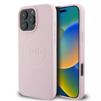   Guess iPhone 16 Pro Magsafe Grained Ring (GUHMP16LPGHSMMP) MagSafe hátlap, tok, rózsaszín