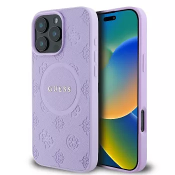   Guess iPhone 16 Pro Magsafe Saffiano Peony Classic logo (GUHMP16LPSAPSMEU) MagSafe hátlap, tok, lila
