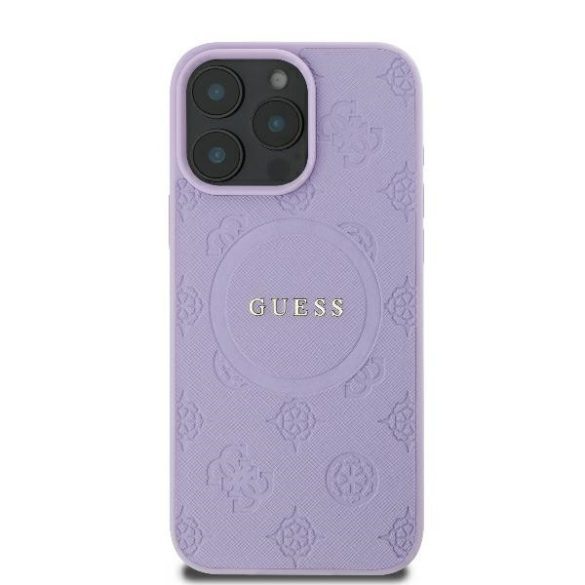 Guess iPhone 16 Pro Magsafe Saffiano Peony Classic logo (GUHMP16LPSAPSMEU) Magsafe kompatibilis hátlap, tok, lila