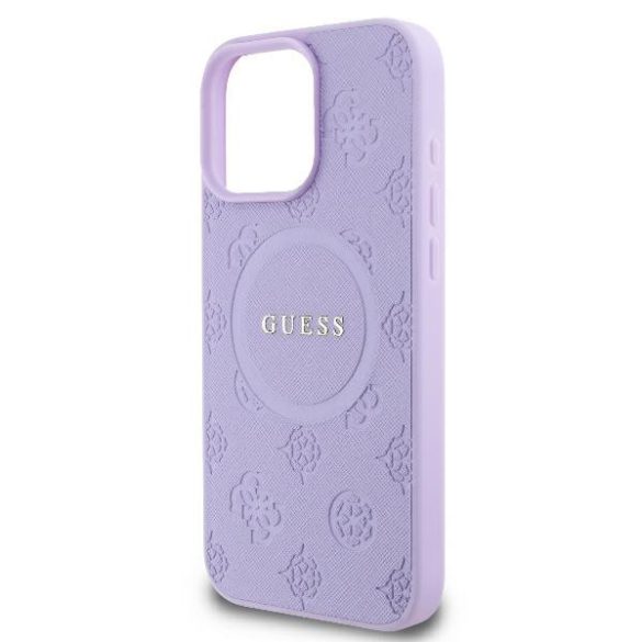 Guess iPhone 16 Pro Magsafe Saffiano Peony Classic logo (GUHMP16LPSAPSMEU) Magsafe kompatibilis hátlap, tok, lila