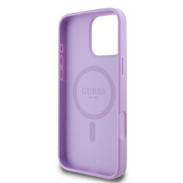 Guess iPhone 16 Pro Magsafe Saffiano Peony Classic logo (GUHMP16LPSAPSMEU) Magsafe kompatibilis hátlap, tok, lila