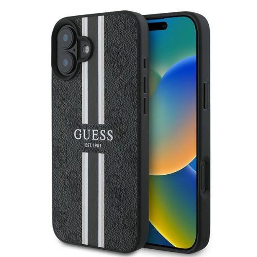 GUESS 4G Printed Stripes MagSafe IPHONE 16 Plus MagSafe GUHMP16MP4RPSK hátlap, tok, fekete