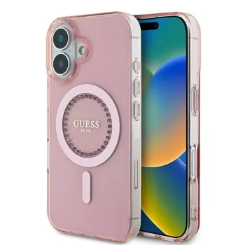   Guess IML Rhinestones Magsafe GUHMP16MPFTDTEP iPhone 16 Plus 6.7" hátlap, tok, rózsaszín