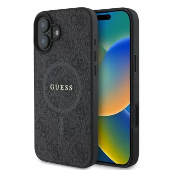   Guess GUHMP16SG4GFRK 4G Ring Classic Logo MagSafe iPhone 16 6.1", hátlap, tok, fekete
