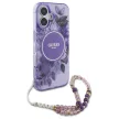 Guess iPhone 16 Magsafe IML Flowers With Pearl Strap (GUHMP16SHFWBRCESU) MagSafe hátlap, tok, lila