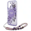 Guess iPhone 16 Magsafe IML Flowers With Pearl Strap (GUHMP16SHFWBRCESU) MagSafe hátlap, tok, lila