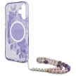 Guess iPhone 16 Magsafe IML Flowers With Pearl Strap (GUHMP16SHFWBRCESU) MagSafe hátlap, tok, lila