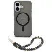 Guess iPhone 16 Magsafe IML Glitter With Pearl Strap (GUHMP16SHGCRELSK) MagSafe hátlap, tok, fekete
