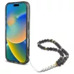 Guess iPhone 16 Magsafe IML Glitter With Pearl Strap (GUHMP16SHGCRELSK) MagSafe hátlap, tok, fekete
