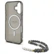Guess iPhone 16 Magsafe IML Glitter With Pearl Strap (GUHMP16SHGCRELSK) MagSafe hátlap, tok, fekete