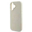 Guess GUHMP16SPGHSMME iPhone 16 6.1" beżowy/beige keménytok szemcsés gyűrűs MagSafe tok