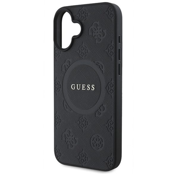 Guess iPhone 16 Magsafe Saffiano Peony Classic Logo (GUHMP16SPSAPSMEK) Magsafe kompatibilis hátlap, tok, fekete