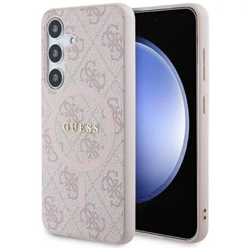   Guess 4G Collection Leather Metal Logo MagSafe hátlap, tok Samsung Galaxy S24 GUHMS24SG4GFRP, rózsaszín